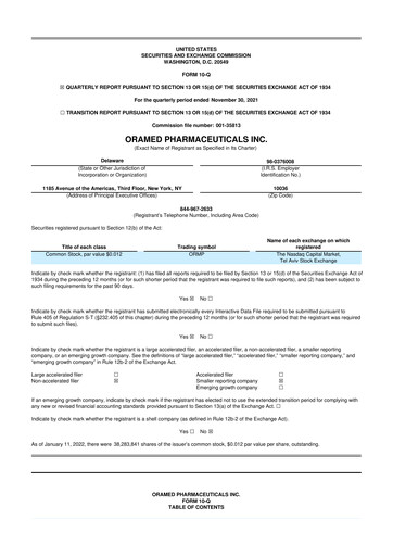 Thumbnail Oramed Pharmaceuticals 10-Q Quarterly Report FY2022 