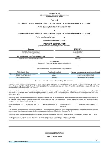 Thumbnail PhenixFIN 10-Q Quarterly Report FY 