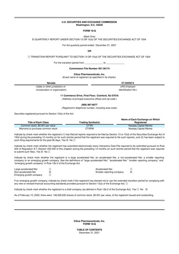 Vorschaubild Citius Pharmaceuticals
 10-Q Quartalsbericht 2022 