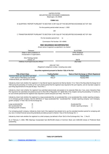 Thumbnail RBC Bearings 10-Q Quarterly Report FY2022 