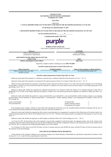 Thumbnail Purple Innovation
 10-K Annual Report 2021