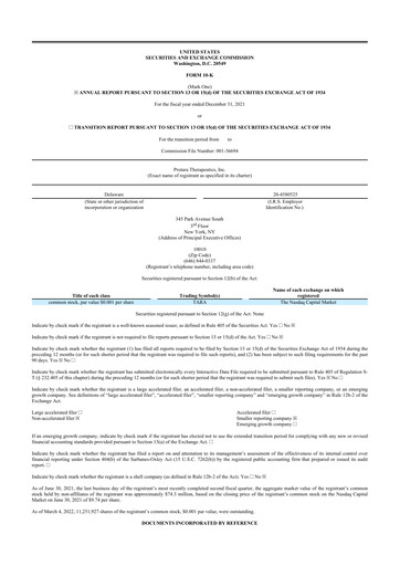 Vorschaubild Protara Therapeutics 10-K Jahresbericht 2021