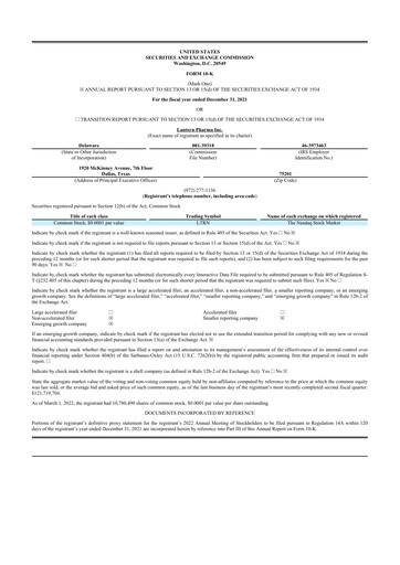 Thumbnail Lantern Pharma 10-K Annual Report 2021
