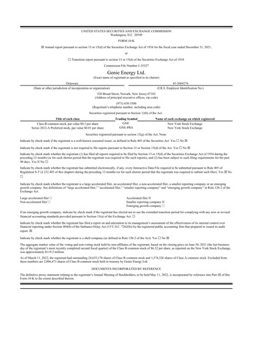 Thumbnail Genie Energy
 10-K Annual Report 2021