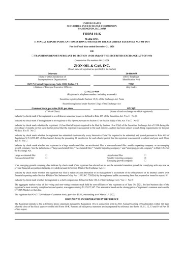 Vorschaubild Zion Oil & Gas 10-K Jahresbericht 2021