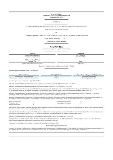 Thumbnail NextNav 10-K Annual Report 2021