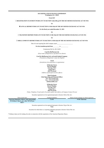 Thumbnail Can Fite Biopharma
 20-F Annual Report 2021