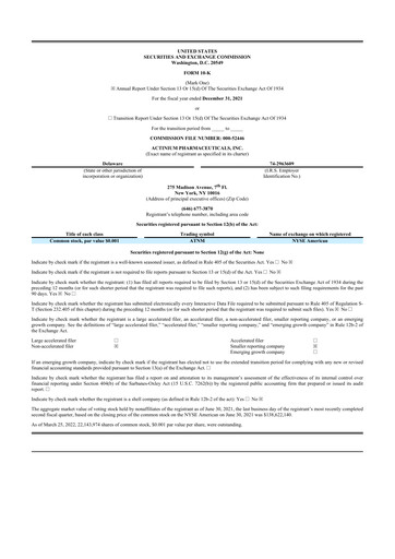 Thumbnail Actinium Pharmaceuticals 10-K Annual Report 2021