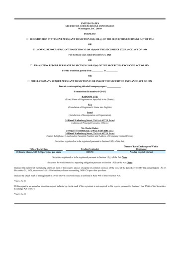 Thumbnail RADCOM 20-F Annual Report 2021