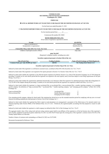 Thumbnail Hoth Therapeutics 10-K Annual Report 2021