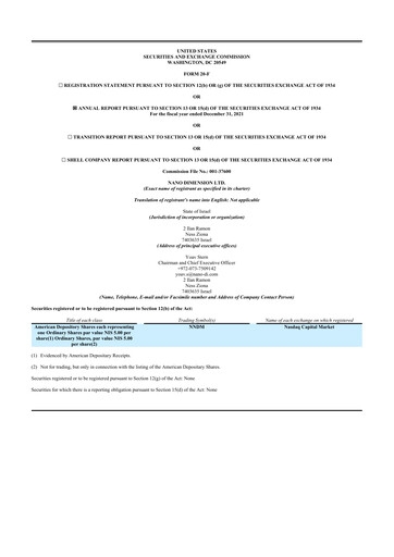 Thumbnail Nano Dimension
 20-F Annual Report 2021