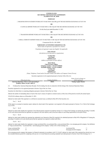 Thumbnail Foresight Autonomous Holdings 20-F Annual Report 2021