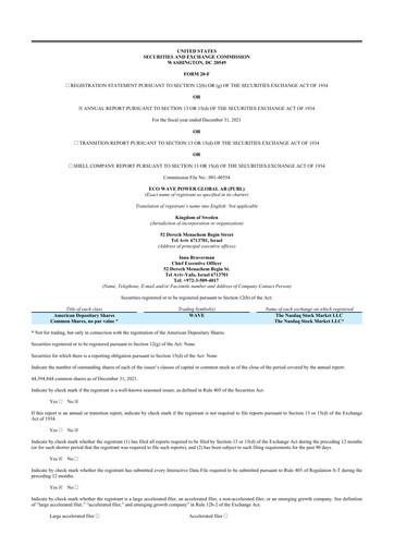 Thumbnail Eco Wave Power Global 20-F Annual Report 2021