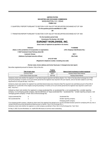 Vorschaubild Euronet Worldwide
 10-Q Quartalsbericht 2022 