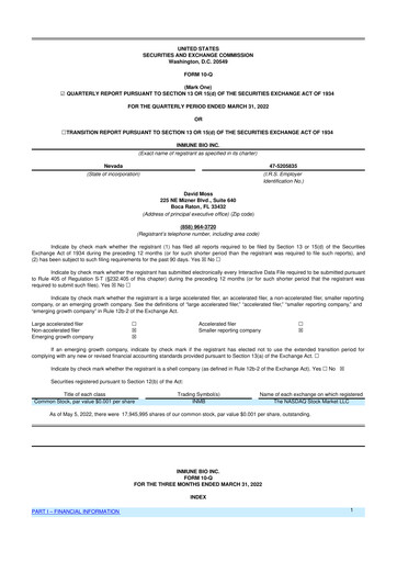 Thumbnail INmune Bio 10-Q Quarterly Report FY 