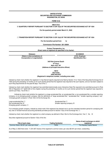 Thumbnail Protara Therapeutics 10-Q Quarterly Report FY 