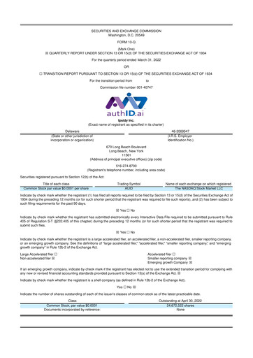 Thumbnail authID 10-Q Quarterly Report FY2022 