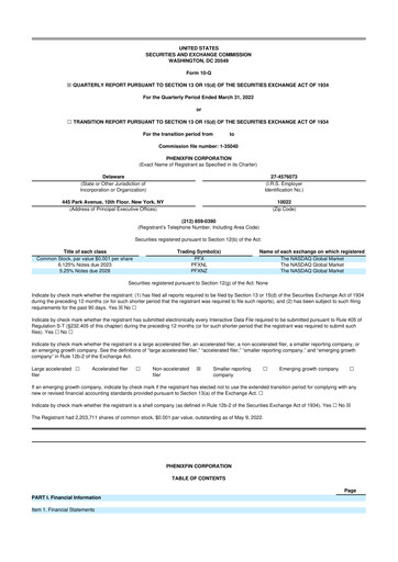 Thumbnail PhenixFIN 10-Q Quarterly Report FY 
