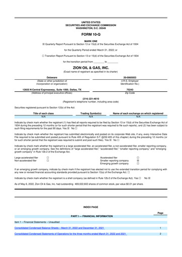 Miniature Zion Oil & Gas 10-Q Rapport trimestriel 2022 