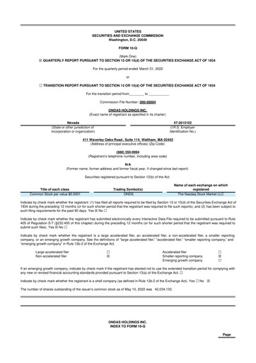 Thumbnail Ondas Holdings 10-Q Quarterly Report FY2022 