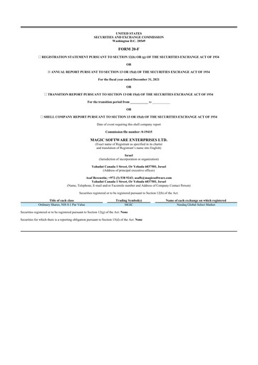 Thumbnail Magic Software 20-F Annual Report 2021