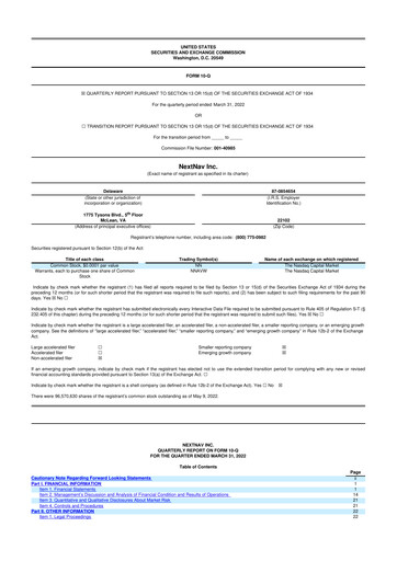 Thumbnail NextNav 10-Q Quarterly Report FY2022 