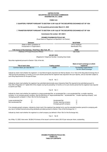 Thumbnail Oramed Pharmaceuticals 10-Q Quarterly Report FY2022 