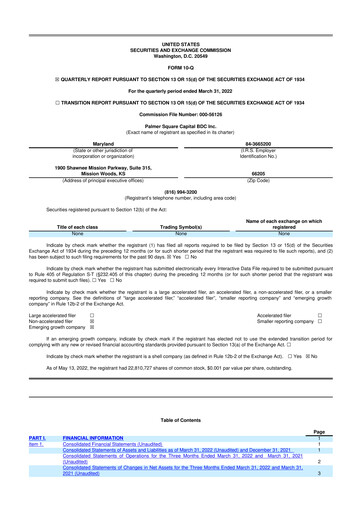 Thumbnail Palmer Square Capital BDC 10-Q Quarterly Report FY 