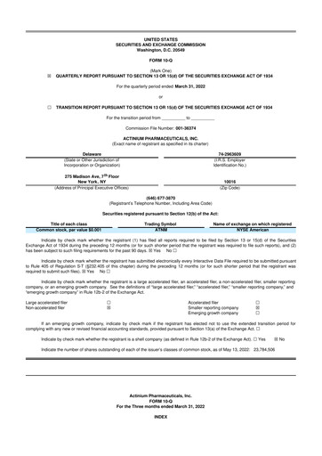 Thumbnail Actinium Pharmaceuticals 10-Q Quarterly Report FY2022 