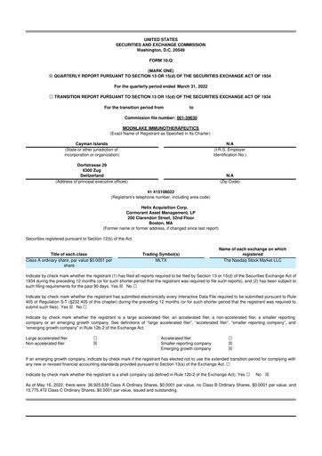 Miniature MoonLake Immunotherapeutics 10-Q Rapport trimestriel 2022 