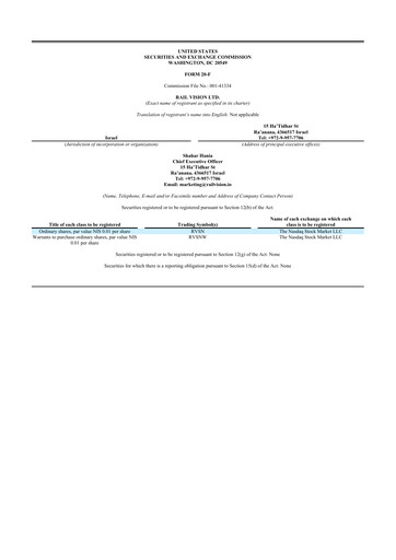 Thumbnail Rail Vision 20-F Annual Report 2021