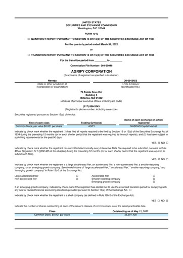 Miniature Agrify 10-Q Rapport trimestriel 2022 