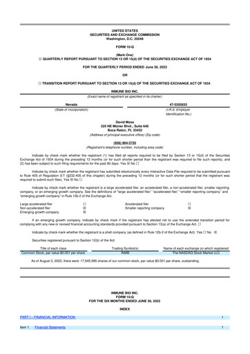 Thumbnail INmune Bio 10-Q Quarterly Report FY 