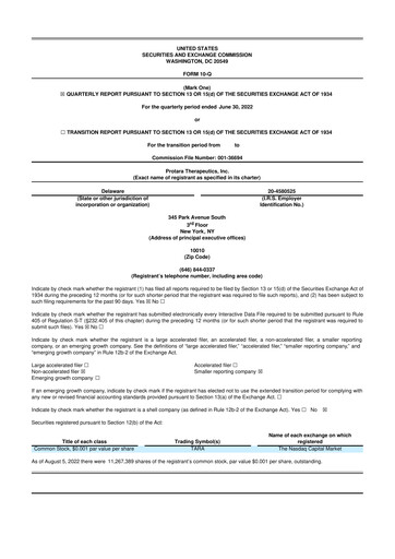 Thumbnail Protara Therapeutics 10-Q Quarterly Report FY 