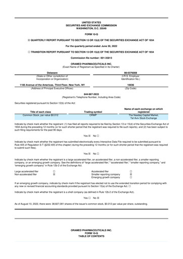 Thumbnail Oramed Pharmaceuticals 10-Q Quarterly Report FY2022 