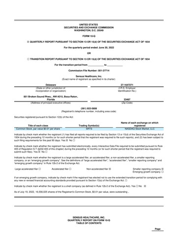 Thumbnail Sensus Healthcare 10-Q Quarterly Report FY2022 