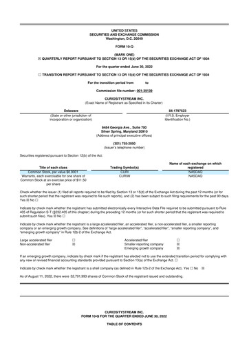 Thumbnail CuriosityStream 10-Q Quarterly Report FY2022 
