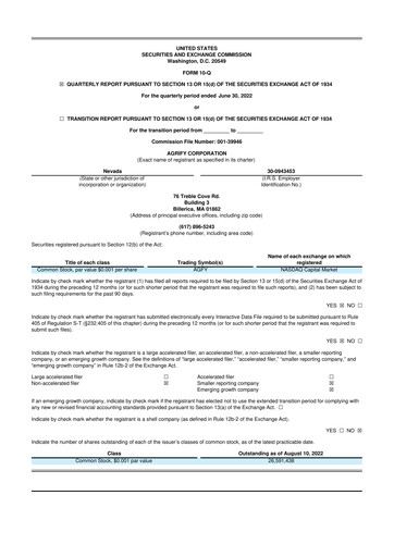 Miniature Agrify 10-Q Rapport trimestriel 2022 