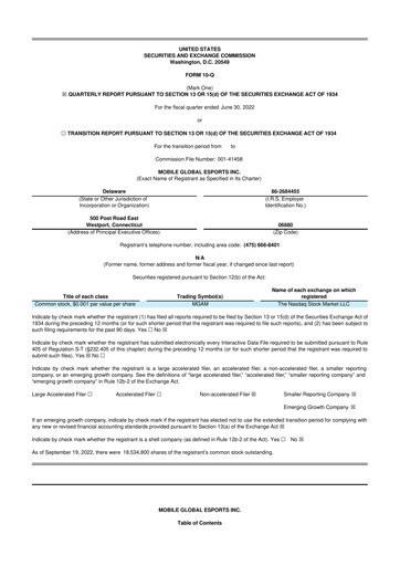 Vorschaubild Mobile Global Esports (Mogo) 10-Q Quartalsbericht 2022 