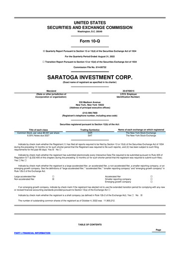 Thumbnail Saratoga Investment 10-Q Quarterly Report FY2023 