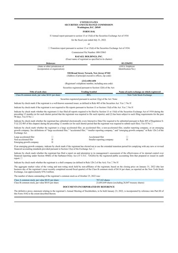 Miniature Rafael Holdings 10-K Rapport annuel 2022