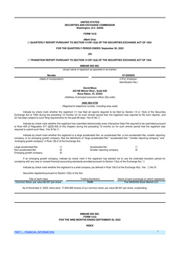 Thumbnail INmune Bio 10-Q Quarterly Report FY 