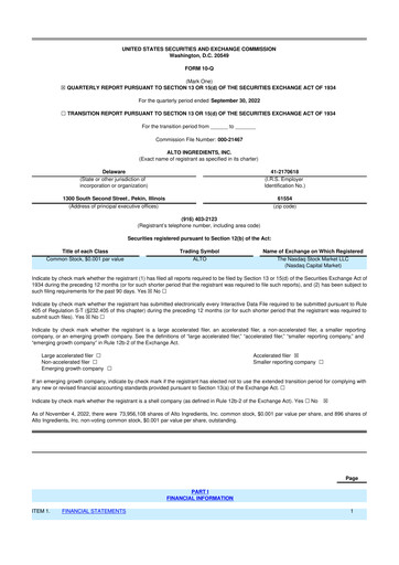 Vorschaubild Alto Ingredients 10-Q Quartalsbericht 2022 
