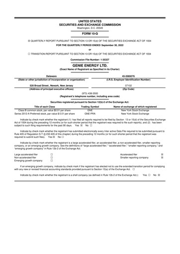 Miniature Genie Energy
 10-Q Rapport trimestriel 2022 