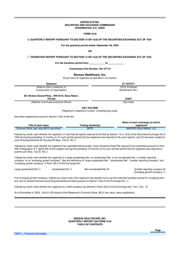 Thumbnail Sensus Healthcare 10-Q Quarterly Report FY2022 