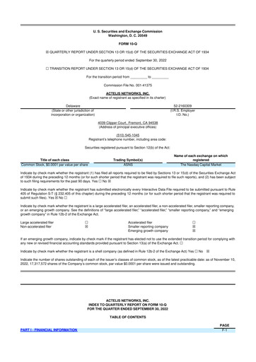 Thumbnail Actelis Networks 10-Q Quarterly Report FY2022 