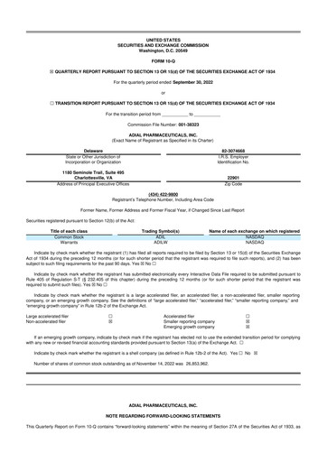 Thumbnail Adial Pharmaceuticals
 10-Q Quarterly Report FY 