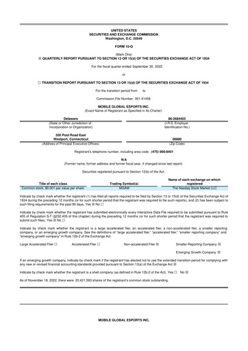 Vorschaubild Mobile Global Esports (Mogo) 10-Q Quartalsbericht 2022 