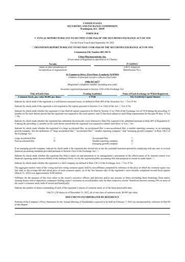 Thumbnail Citius Pharmaceuticals
 10-K Annual Report 2022
