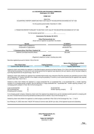 Vorschaubild Citius Pharmaceuticals
 10-Q Quartalsbericht 2023 